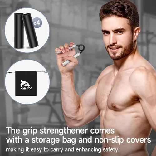 Miniatura 6 de Entrenador de fuerza de agarre, paquete de 4, 50 libras a 200 libras, ejercitador de mano, fortalecedor de antebrazo, dedo, antideslizante, adecuado