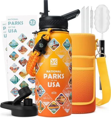Miniatura 77 de DYSANKY Botella de agua aislada de 32 onzas, metal al vacío de acero inoxidable grueso, jarra de agua deportiva portátil para gimnasio y senderismo