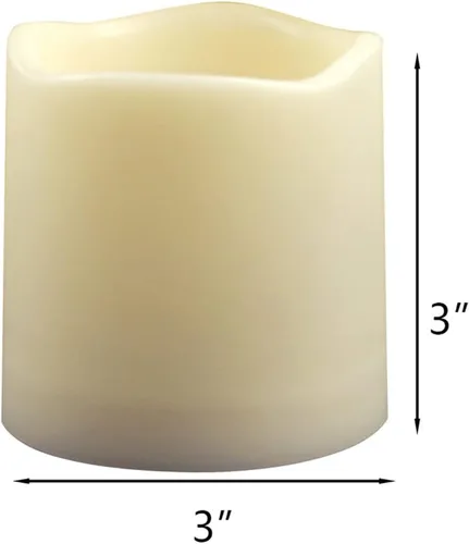 Miniatura 6 de 3"X3" Paquete de 4 Velas LED para Exteriores Operadas a Pilas, Velas de Pilar sin Llama Impermeables con Temporizador, Luces LED Parpadeantes
