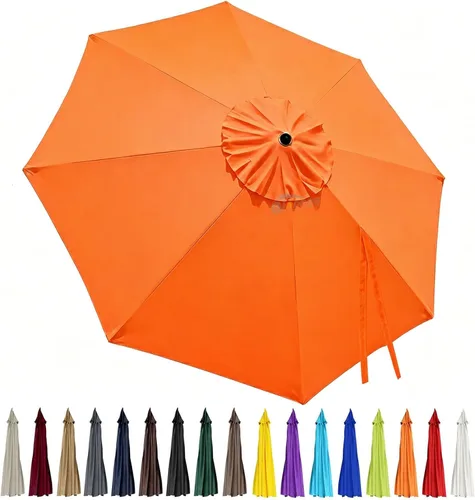 Miniatura 9 de Toldo de repuesto para sombrilla de patio de 10 pies, 8 varillas, impermeable y resistente a la decoloración, tela de poliéster gruesa para patio
