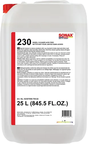 Miniatura 5 de SONAX Limpiador de Llantas Plus 230400 Limpiador de llantas sin ácido, que cambia de color, para quitar el polvo de frenos, la suciedad