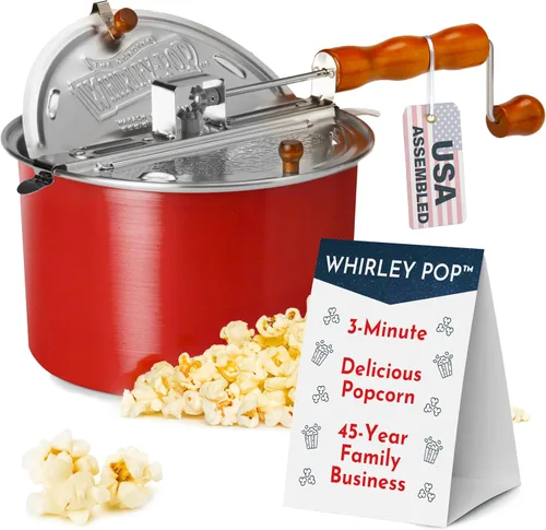 Miniatura 11 de Original Whirley - Máquina para hacer palomitas de maíz de 6 cuartos de galón, máquina de palomitas de maíz de acero inoxidable con engranajes