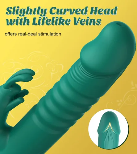 Miniatura 3 de Consolador vibrador de empuje de conejo grueso, juguetes sexuales para adultos, vibrador de punto G para placer femenino, dispositivo