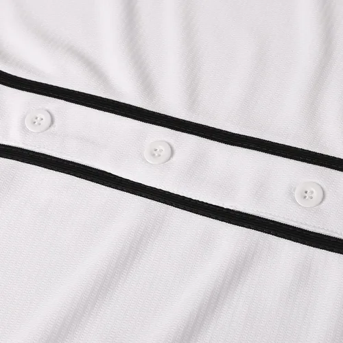 Miniatura 4 de Jersey de béisbol hipster liso en blanco con botones y uniformes deportivos para hombres y mujeres