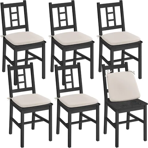 Miniatura 9 de VASAGLE Sillas de comedor de madera, juego de 2, sillas de cocina y comedor, cojín extraíble, respaldo curvo, cada una soporta 264 libras, negro