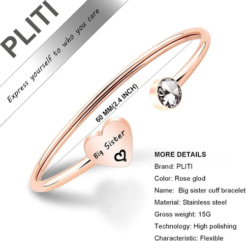 Miniatura 2 de PLITI Big Sis Little Sis Gifts - Pulseras para 2 pulseras de amistad