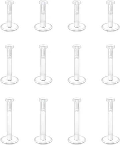 Miniatura 11 de AVYRING Juego de joyas transparentes para piercing de tabique, retenedores de nariz, labio, lengua, oreja, anillos de nariz transparentes