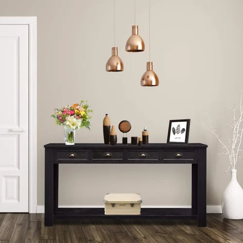 Miniatura 8 de kinbor Mesa consola larga para sofá, mesa de sofá de madera, mesas de entrada con 4 cajones y estante de almacenamiento para entrada, pasillo, sala