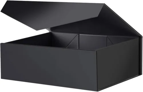 Miniatura 34 de BLK&WH Caja de regalo de 9 x 6.5 x 3.8 pulgadas, caja de regalo negra, caja de padrino, caja plegable con tapa de cierre magnético para embalaje