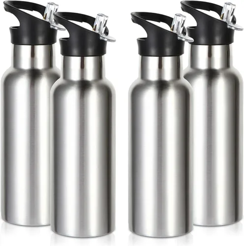 Miniatura 45 de Volhoply Botella de agua aislada para niños de 17 onzas, botellas de agua de acero inoxidable con tapa con pajilla, botella de agua de metal al