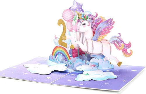 Miniatura 5 de Liif Tarjeta de feliz cumpleaños de 2º cumpleaños de unicornio, tarjeta de cumpleaños desplegable para niños de 2 años para niños, niñas, niños no.2
