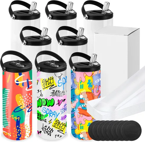 Miniatura 9 de Joyclub 12 Pack Sublimation Water Bottles, 20 oz Dual Opening Tumblers DIY Sublimation Blanks, Stainless Steel Bottle, Leakproof, Straw Included