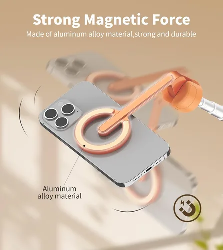 Miniatura 3 de TONEOF Palo de Selfie Magnético Trípode de 68 pulgadas con Soporte Magnético Fuerte de Aluminio para Magsafe, Soporte de Trípode Giratorio de 360°