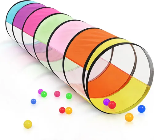 Colorido túnel de juego para bebés con 2 lados de malla, túnel de gateo para niños, túnel desplegable para niños, túnel de gato para perros,