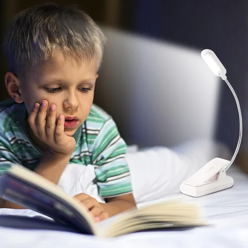 Miniatura 6 de VAVOFO Luz de lectura con clip para cama para niños, 7 LED con luz de lectura de 9 niveles blanco cálido y frío luz de día, lámpara de cuidado