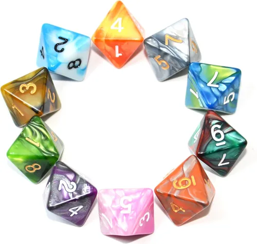 Miniatura 9 de SmartDealsPro Paquete de 10 dados poliédricos multicolor D4 D6 D8 D10 D12 para juegos de mesa Dungeons and Dragons DND RPG MTG