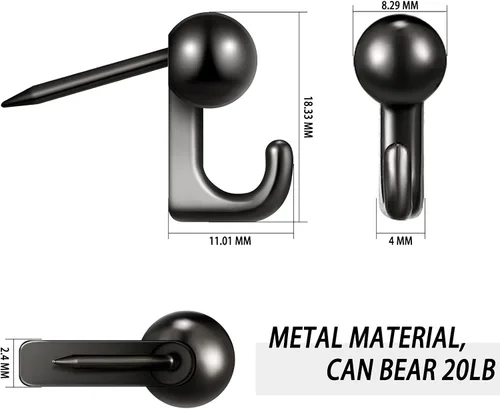 Miniatura 2 de Jetec - 30 piezas de ganchos de pin de presión metálicos, ganchos de pared con pin, ganchos para colgar cuadros, clavos para marcos, ganchos