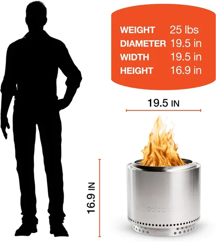 Miniatura 7 de Solo Stove Fogata exclusiva de Amazon, paquete de hoguera sin humo con soporte, tapa, refugio y cenicero, para 4 a 6 personas, pozo de leña de acero