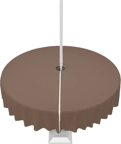 Miniatura 21 de QueenKer Mantel de exterior verde oliva con agujero para sombrilla y cremallera, mantel de color sólido para mesas cuadradas, colección de mesa