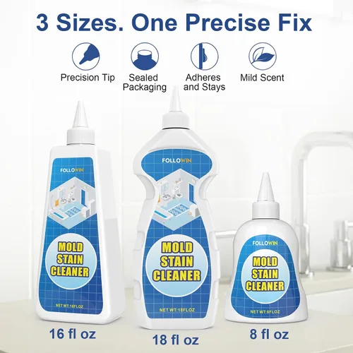 Miniatura 7 de Gel limpiador de moho y hongos FOLLOWIN para el baño 18oz, limpiador de manchas para azulejos de ducha, sellador de lechada, fregaderos