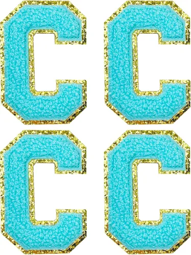 Miniatura 13 de Jongdari Letras termo-adhesivas de felpilla para ropa, parches de letras del alfabeto con brillantina para coser, con adhesivo planchado, 4 Blanco
