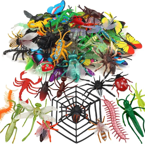 Figuras de juguete de insectos para niños, paquete de 62 juguetes realistas de insectos para niños, coloridos surtidos para niños pequeños,