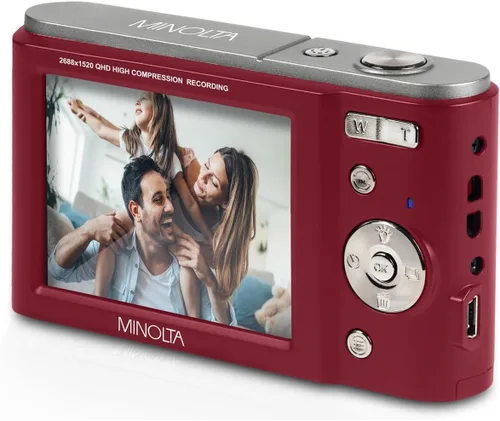Miniatura 4 de Minolta MND20 44 MP 2.7K Ultra HD Cámara digital con caja de cámara Slinger (rojo)