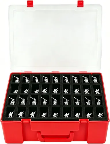 Miniatura 7 de Funda de Transporte Resistente para Figuras en Miniatura con 108 Ranuras - Estuche de Transporte Compatible con D&D y Más (Transparente)