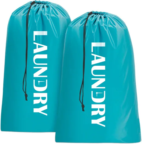 Miniatura 16 de Sylfairy Paquete de 2 bolsas de lavandería de viaje extra grandes, organizador de ropa sucia con cordón, bolsas de lavandería de viaje resistentes