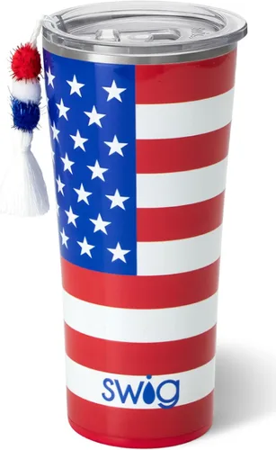Swig Life - Vaso de 22 oz con aislamiento térmico, vaso de café con tapa, apto para portavasos, apto para lavavajillas, acero inoxidable, taza de