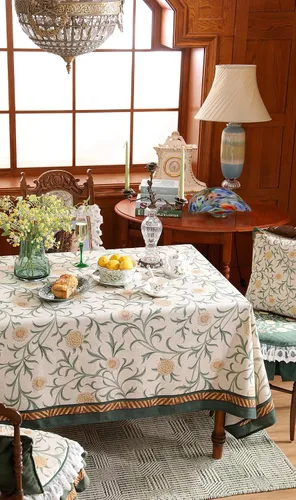Miniatura 7 de patdrea - Mantel de lino floral, grueso, decorativo y francés para mesas rectangulares o cuadradas, para cocina y comedor, 55 x 71 pulgadas