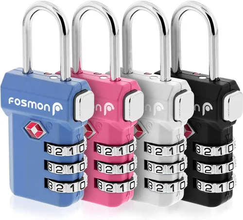Miniatura 11 de Fosmon Cerraduras de equipaje aceptadas por la TSA, indicador de alerta abierta Fosmon de 3 dígitos con combinación de códigos de candado, cuerpo