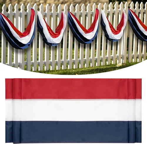 Decoraciones patrióticas para interiores y exteriores, 2 x 20 pies, pancartas de rayas rojas, blancas y azules, decoraciones patrióticas de Estados