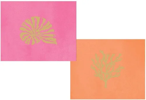 Caspari Sealife Tarjetas de notas en caja de papel de aluminio surtidos en relieve, 40 tarjetas de notas y sobres Colores cálidos.