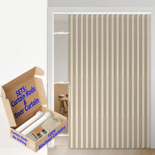 Miniatura 17 de AJAZZ Cortina de puerta magnética 100% opaca de acordeón para armario, cortina invisible para puerta interior de dormitorio, sala de estar, pasillo