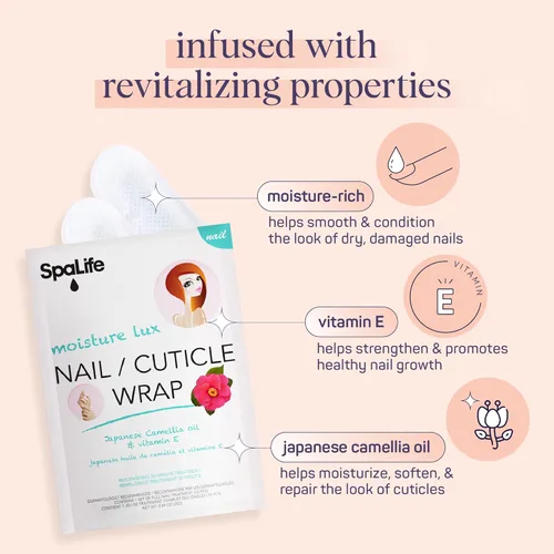 Miniatura 3 de SpaLife Aceite de camelia japonesa y vitamina E, envoltura de cutícula para uñas, paquete de 6 (60 unidades), mascarillas hidratantes para uñas