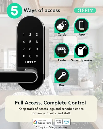 Miniatura 2 de Cerradura de Puerta Inteligente con Teclado de Entrada Sin Llave con Manija y Perilla – Cerrojo Digital para Puertas Frontales, Dormitorio, Oficina