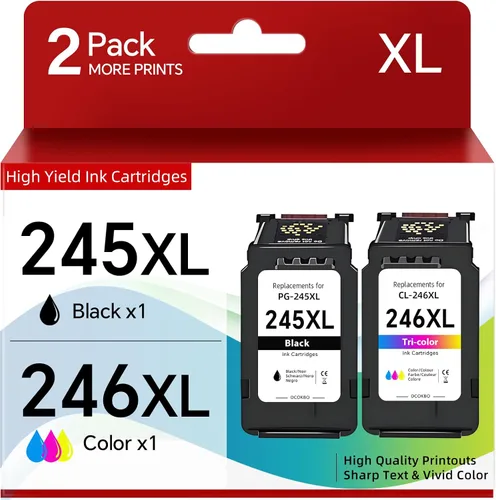 245XL 246XL Paquete combinado de cartuchos de tinta de repuesto para impresora Canon 245 246 PG-245 CL-246 XL MX490 MG2522 MX492 TR4520 TR4500
