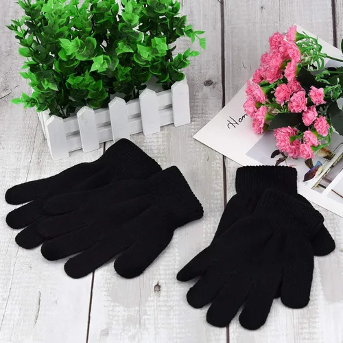 Miniatura 4 de MENOLY 8 pares de guantes de invierno para niños guantes de punto para niños cálidos y elásticos para niñas y adolescentes