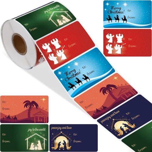 Miniatura 19 de Outus 500 Piezas Etiquetas de Navidad Autoadhesivas Etiquetas de Regalo para Regalos de Navidad Etiquetas de Nombre de Navidad Pegatinas para Papel