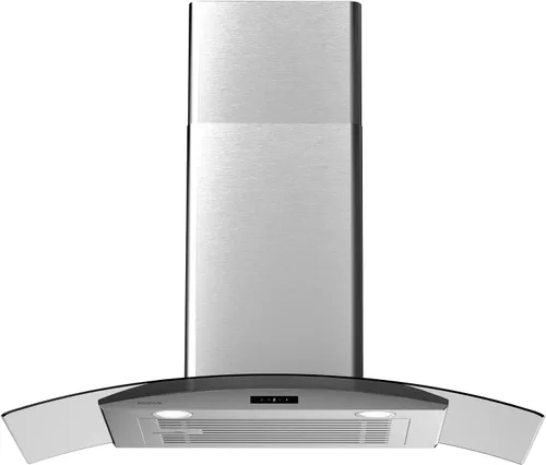 Miniatura 8 de Campanas extractoras de vidrio curvadas montadas en la pared de 30 pulgadas con 450 CFM, cocina de acero inoxidable convertible sin conductos con 3
