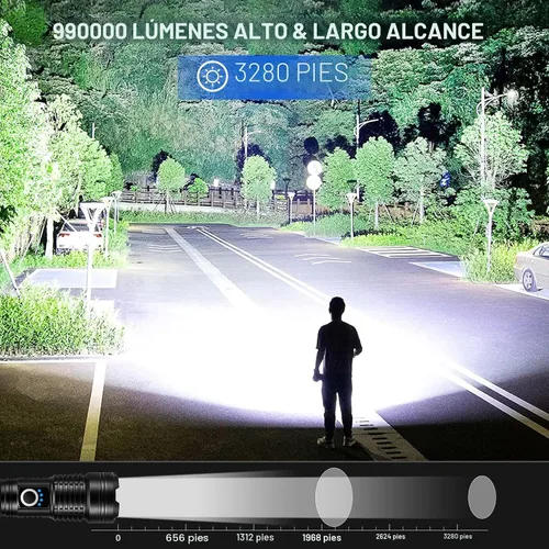 Miniatura 2 de MILAOSHU Linternas recargables de 90000 lúmenes altos, paquete de 2, linterna LED súper brillante recargable con 5 modos de luz, luz de flash