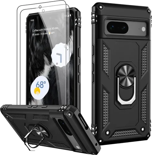 Miniatura 33 de LUMARKE Funda para Google Pixel 5 con protector de pantalla, pasa 16 pies, probada en caídas, grado militar, con soporte de anillo magnético, Rojo