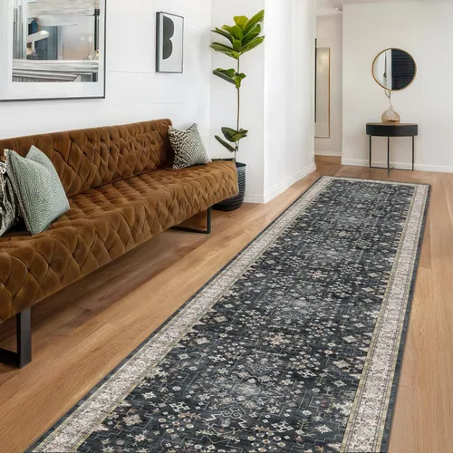 Miniatura 179 de Alfombra Boho Negra para Sala de Estar - Alfombra de Área Lavable de 10x14 Pies, Alfombras de Comedor para Debajo de la Mesa, Alfombra Suave de Pelo