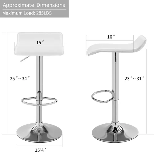 Miniatura 3 de DUHOME Taburetes de bar modernos contemporáneos ajustables con asiento de cuero sillas de bar juego de 2 (blanco)