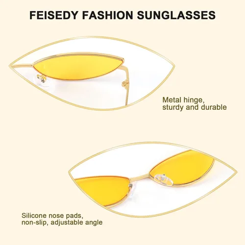 Miniatura 3 de FEISEDY Gafas de sol de diseñador de moda Retro pequeños pétalos forma arco templo diseño B2298