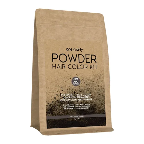 One N' Only - Kit de tinte en polvo para el cabello, negro, color permanente en una sola aplicación, cobertura de cabello 100 % gris sin