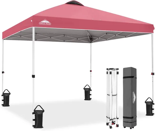Miniatura 424 de EAGLE PEAK Tienda de campaña desplegable con bolsa de transporte con ruedas, 8 estacas, 4 cuerdas, 4 bolsas de peso, toldo de tienda de campaña
