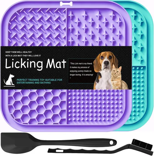 Lesipee Alfombrilla para lamer perros y gatos, paquete de 2, patada para lamer de alimentador lento, juguetes para perros para aliviar la ansiedad,