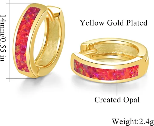 Miniatura 208 de CiNily Aretes Huggie de ópalo con bisagras, chapados en oro, hipoalergénicos, pequeños aretes de aro para mujeres, adolescentes, niñas, hombres